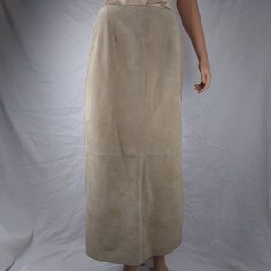 Tan / Sand Colored Long Suede Skirt Sz 10